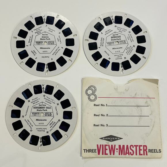3 Sawyer's View-Master A511 Minnesota State Parks Itasca Interstate Gooseberry - Picture 1 of 5